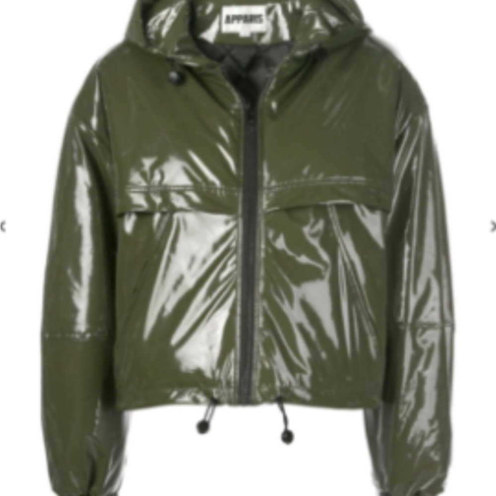 Apparis Glossy Olive Hooded Jacket